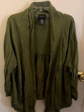 George Olive Green Open Front Cardigan W 3X
